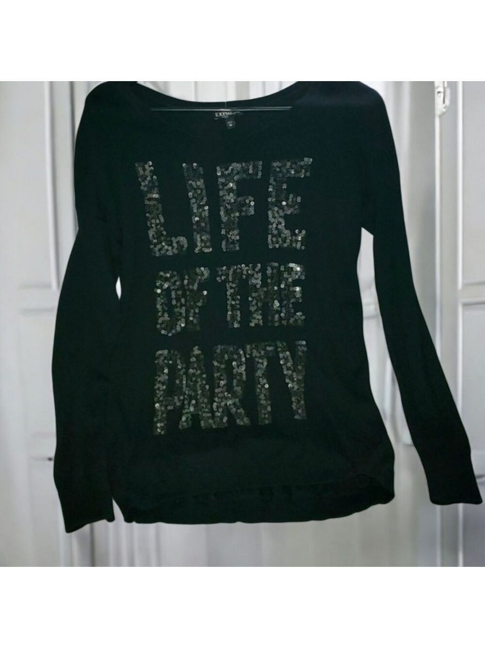 LIFE OF PARTY Sweaters Express size XS x-small xsmall sewn in Sequin bling